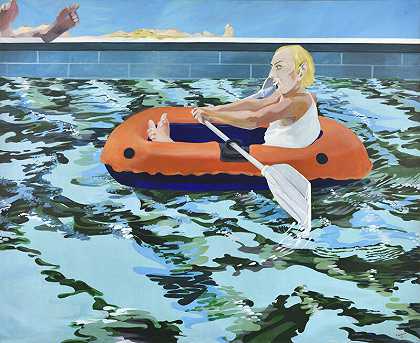 无标题|无标题（Michel Parre©in his pool）（1975） by Gérard Tisserand