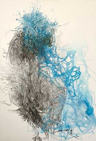 蓝色的花朵不是上釉的蓝色瓷器/青花不是瓷 (2020) by Christina CHEN 陳玉庭