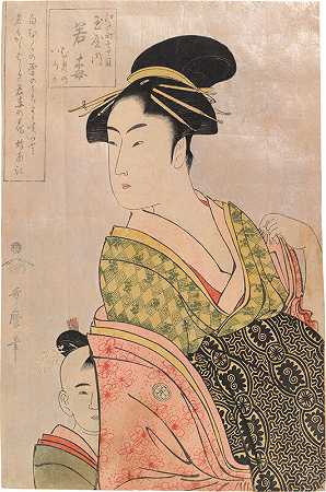 江户町、神户木门和伊洛卡的塔玛亚人瓦卡梅（约1793-1794年） by Kitagawa Utamaro