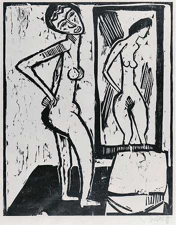 《明镜前的女孩》（1914） by Karl Schmidt-Rottluff