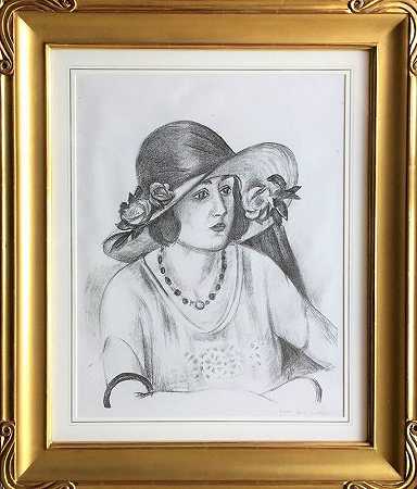 意大利稻草帽（1923年） by Henri Matisse