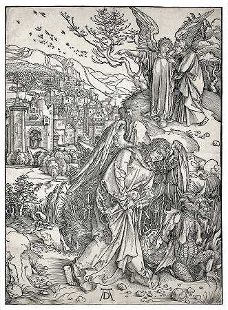 带无底深坑钥匙的天使（1498） by Albrecht Dürer
