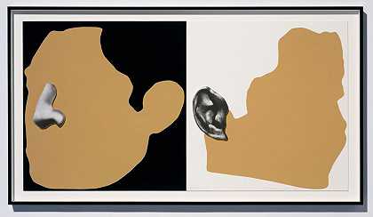 鼻子和耳朵等：双子座系列的两个外形，一个带鼻子（B&W）；一款带Ear（B&W）（2006） by John Baldessari