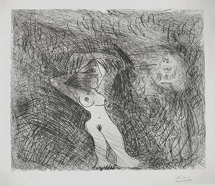 画家在他的模特上画画（画家画他的模特）（1968年） by Pablo Picasso