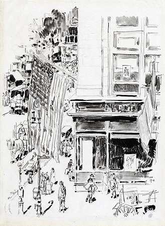 拉斐特街。（1918） by Childe Hassam