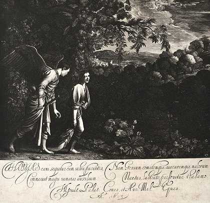 托拜厄斯与天使（1613） by Hendrik Goudt after Adam Elsheimer