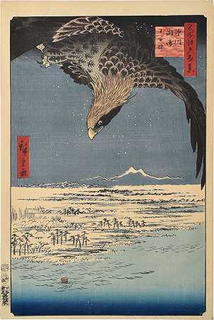 江户百景：Fukagawa Susaki和Jumantsubo（1857） by Utagawa Hiroshige (Andō Hiroshige)