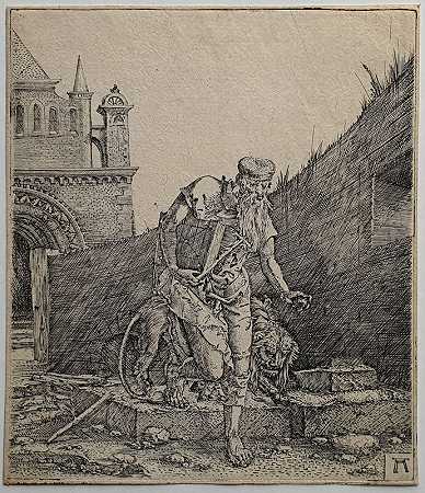 圣杰罗姆在教堂墓地散步（1512-1515） by Albrecht Altdorfer