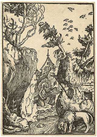 沙漠中的圣杰罗姆（约1511年） by Hans Baldung