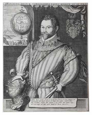 弗朗西斯·德雷克爵士现年43岁。（约1580年） by Jodocus Hondius I after George Vertue
