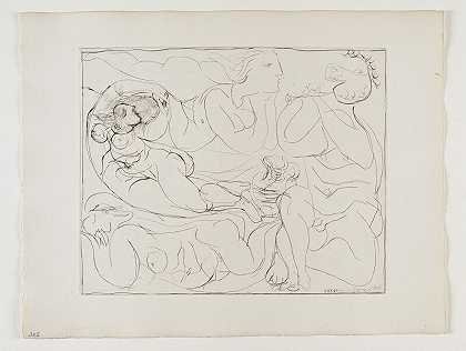 “长笛手和三个裸体女人”（1932年） by Pablo Picasso