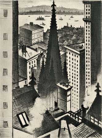 纽约神庙（1919） by Christopher Richard Wynne Nevinson