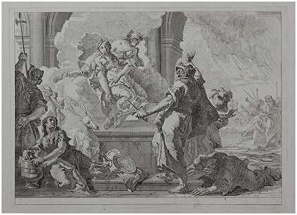 伊菲涅亚的牺牲。（约1750年） by Francesco Fontebasso