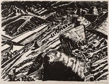 钢包渣，老山，1（1919年） by Edward Wadsworth