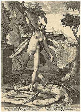 皮拉摩斯和提斯比。在H.Goltzius之后（约1587年） by Jan Harmensz. Muller