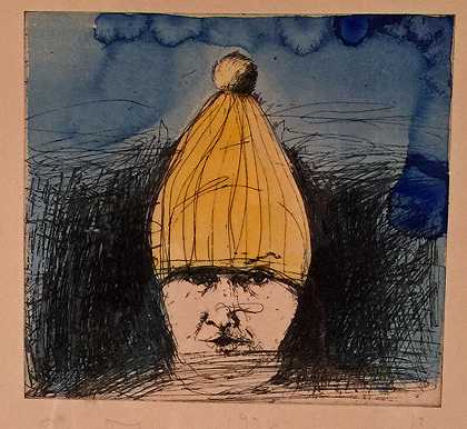 戴滑雪帽的自画像（1974年） by Jim Dine
