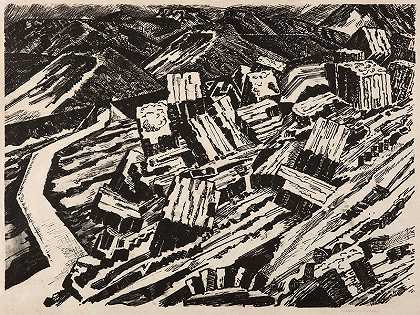 钢包渣，老山，2（1919年） by Edward Wadsworth