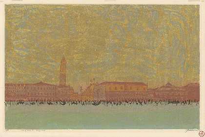 威尼斯风景——公爵宫。（1968年） by Antonio Frasconi