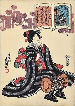 《一百位诗人的一百首诗画报评论：第88号，昭库希公主（约1847年） by Utagawa Toyokuni III (Utagawa Kunisada)