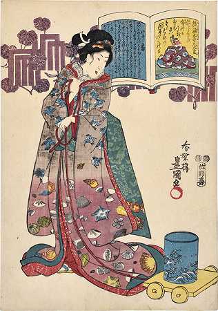 《一百位诗人的一百首诗画报评论：第80号，Go Tokudaiji Sadaijin（约1847年） by Utagawa Toyokuni III (Utagawa Kunisada)