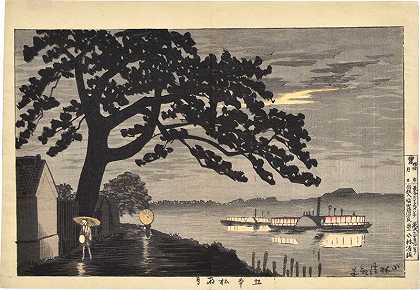 Gohommatsu的雨与月光（1880） by Kobayashi Kiyochika 小林清親