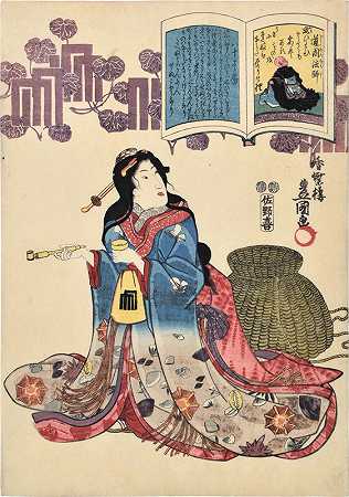 《一百位诗人的一百首诗画报评论：第81号，Doin牧师（约1847年） by Utagawa Toyokuni III (Utagawa Kunisada)