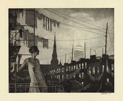 城市的光辉。（1929年） by Martin Lewis