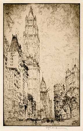 伍尔沃思大厦（1915年） by Joseph Pennell