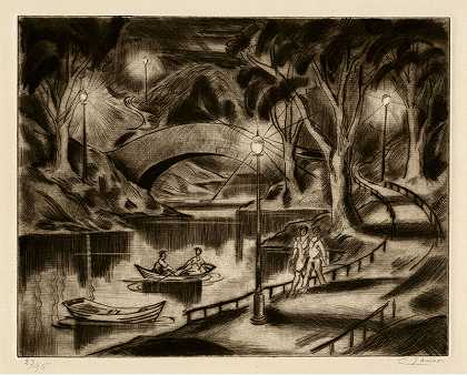 夏夜，中央公园（1928） by Emil Ganso