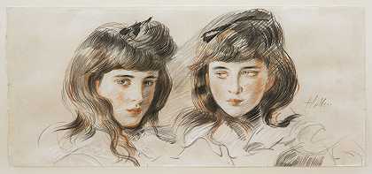 艺术家女儿艾伦的双画像。（约1902-1903年） by Paul César Helleu