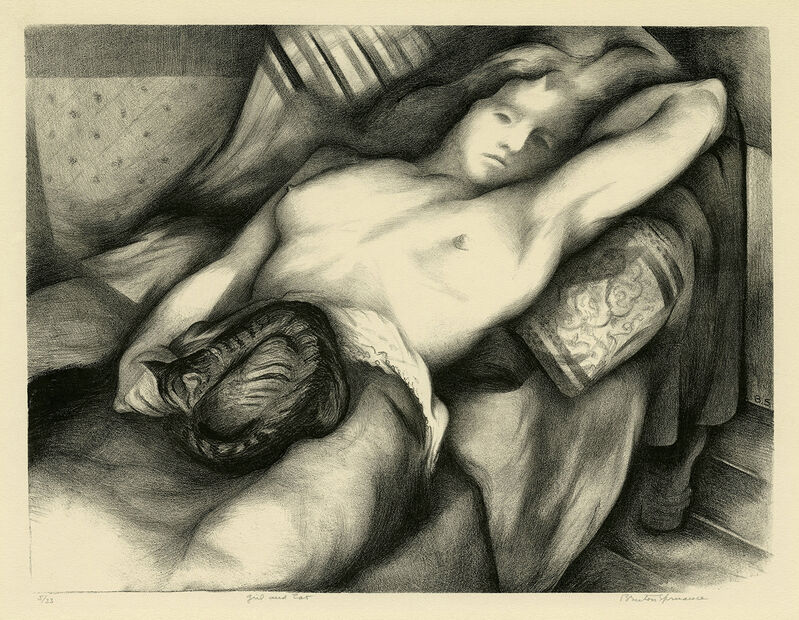 《女孩与猫》（1935） by Benton Spruance