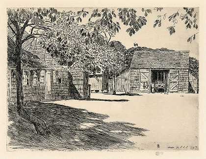 老穆尔福德农场（东汉普顿）（1929年） by Childe Hassam