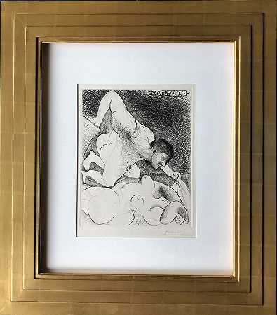 男人揭开女人的面纱。（男人揭开女人的面纱）。（1933年） by Pablo Picasso