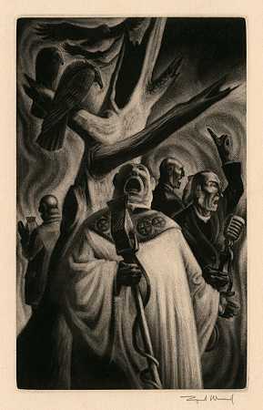 莫里亚·恩科米乌姆（对愚蠢的赞美）系列中的“牧师”。(1943) by Lynd Ward