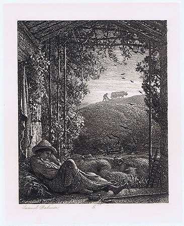《沉睡的牧羊人》（1857） by Samuel Palmer