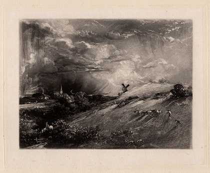 夏日午后，阵雨过后（红山风车）（1829） by John Constable