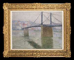 塞纳河畔特里尔悬索桥（1915年） by Gustave Loiseau