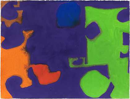 复合祖母绿、紫罗兰色、橙色、红色、蓝色和赭色：1970年3月（1970年） by Patrick Heron