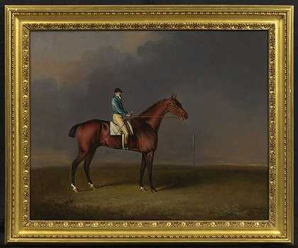 大卫爵士，威尔士亲王H.R.H.和塞缪尔·奇斯尼（Samuel Chisney）在纽马克特希思（Newmarket Heath）拥有的海湾赛马（1807年） by Henry Bernard Chalon