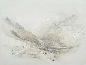 约沙法谷西罗亚的下池（1839年） by David Roberts (1796-1864)
