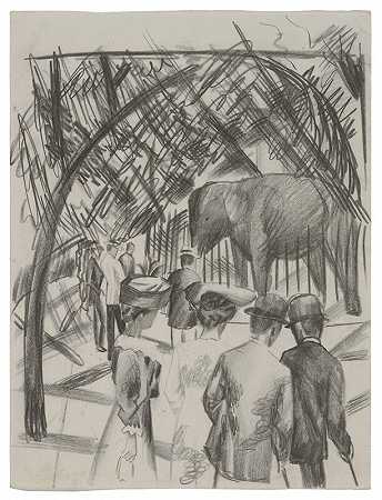 大象博物馆（大型）（1913年） by August Macke