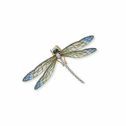 钻石镶嵌珐琅蜻蜓胸针（约1905年） by Boucheron