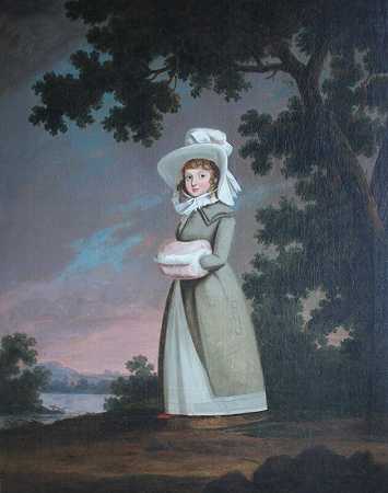 玛丽·安·圣昆廷肖像（约1800年） by English School circa 1800