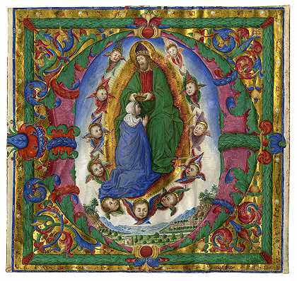 圣母加冕礼首字母“D”（约1485-1490） by Bartolomeo Caporali