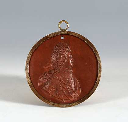 萨克森州选举产生的王储弗里德里希·奥古斯都（1710-1713）的梅森·BÖTTGER石器圆形肖像奖章 by Meissen Porcelain Factory