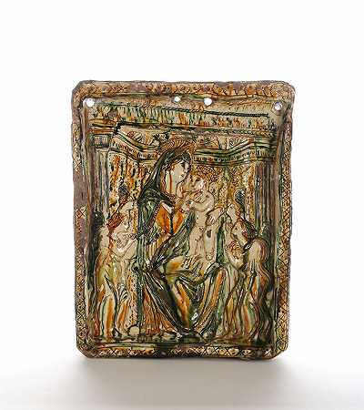 一块切割过的圣母与圣子的银饰匾（约1500年） by Italian maiolica