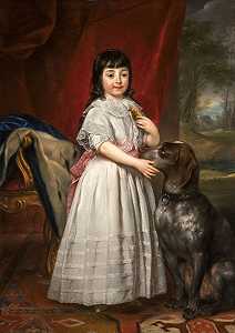 带着猎犬的年轻女孩肖像，被称为“Rospigliosi家族的女孩”（1791） by Anton von Maron