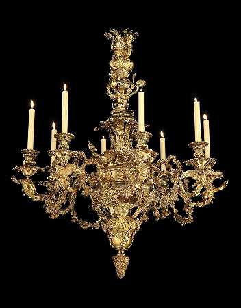 约翰斯顿·布鲁克斯公司（JOHNSTON BROOKES&CO.）的乔治四世八盏轻黄铜枝形吊灯（1821年） by George IV