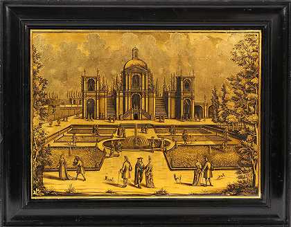 丹尼尔·普雷斯勒（1700-1710）的一幅反面玻璃画 by Daniel Preissler