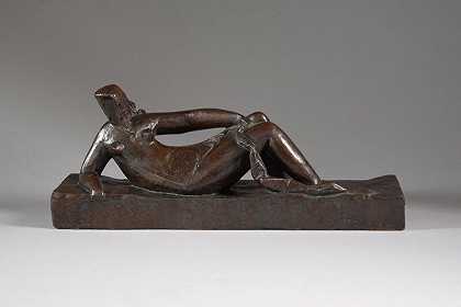 女人躺在窗帘上（约1925年） by Henri Laurens